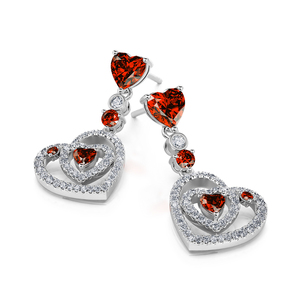 Jeulia I Carry Your Heart Double Heart Sterling Silver Fine Stud <b>Earrings</b> - Product Image 2