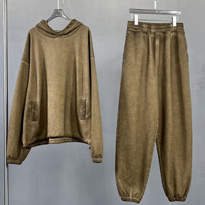 Sweat à capuche brodé personnalisé unisexe vintage sans ficelle coton 450Gsm poids lourd éponge lavé à l'acide sweat à capuche pour homme avec sweats à capuche - Product Image 3