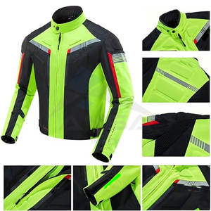 Chaqueta de Motociclista para Hombre, con Protección, Impermeable, Cortavientos, para Verano, Verde de Alta Visibilidad - Product Image 4