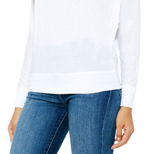 Camiseta blanca de manga larga con hombros descubiertos para mujer, camisa holgada y drapeada con puños Rib 65% poliéster 35% de algodón, 32, 3,7 oz - Product Image 6