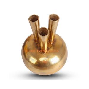 Jarrones de flores de lujo hechos a mano de latón de metal pulido dorado, jarrones y maceta de flores clásicos para interiores y exteriores para sala de estar y dormitorio - Product Image 6