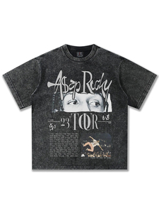 T-shirt ample à manches courtes, style streetwear uni, col rond, blanc pour homme, 100% coton, coupe dobby - Product Image 6