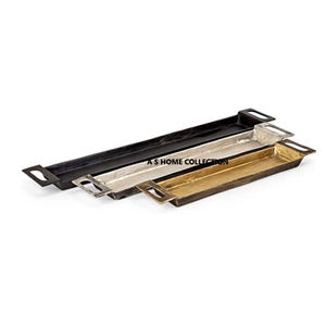 Bandeja de servicio de metal con mango lateral con diseño de forma de flores elegante con textura martillada Color dorado para suministros para eventos - Product Image 2