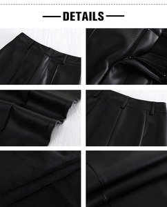 Pantalones de Cuero Personalizados para Mujer, Diseño Elegante, Pierna Ancha, Largos, Marrones, de Primera Calidad, a la Moda - Product Image 5