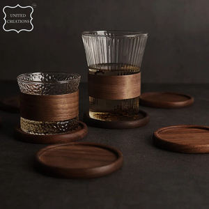 Wholesale Custom Natural Round Shape <b>Wooden</b> Coaster Thin Walnut Drink Pot Classic Style <b>Tea</b> Coffee Cup Plain Blank Coaster - Product Image 4