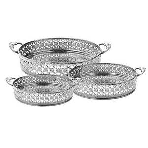 Ensemble de 3 plateaux de service en acier inoxydable de la plus haute qualité pour accessoires de cuisine au meilleur prix - Product Image 4