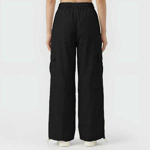 Pantalones Jogger Cargo de Cintura Media Mile, Transpirables, de Lona Oxford, Estilo Casual Hip Hop, con Frente Plano, Leggings Negros - Product Image 2