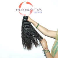 Mesin Kepang Rambut Wanita India Hitam Double Weft Deep Wave Tanpa Proses, 100% Virgin Remy Indian Hair Weave & Clip-in