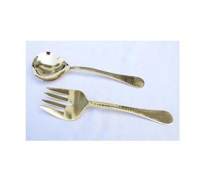 Ensemble de 2 couverts en or en acier inoxydable Offre Spéciale, avec poignée martelée, couverts Vintage pour hôtel - Product Image 1