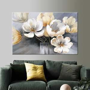 Toile imprimée de fleurs abstraites - Décoration murale florale vibrante, 1P : Prête à accrocher - Product Image 1