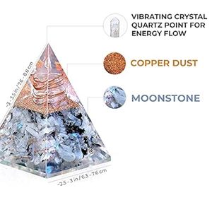 คริสตัลมูนสโตนพีระมิดทำมือและขดลวดทองแดงเครื่องกำเนิดพลังงานสำหรับป้องกันการทำสมาธิและตกแต่งบ้าน - Product Image 3