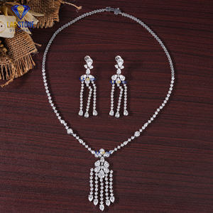 16.63 TDW รอบและลูกแพร์ตัดเพชรสร้อยคอทองคำขาวโดย labstone/ยกระดับสไตล์ของคุณ/สี EF-VS - Product Image 1