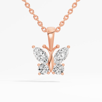 Collier pendentif classique pour femme chrétienne VABS DIAMOND, inspiré des papillons, en moissanite marquise, plaqué or 18 carats, argent sterling 925