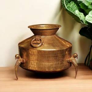 Urna Decorativa de Latón con Diseño de Flores, Pájaros y Mariposas para Decoración del Hogar, Estilo Tradicional - Product Image 6