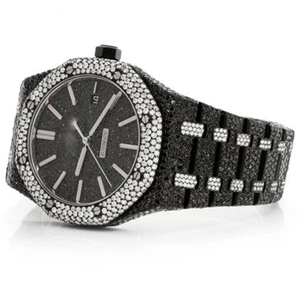 Nuevo reloj de lujo de moda de acero inoxidable completamente helado Baguette Vvs Lab Grown Diamond Relojes para hombre Exportador de India - Product Image 4