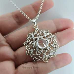 Handmade Crown Chakra Crystal Pendant Sterling <b>Silver</b> <b>Necklace</b> Spiritual Meditation Yoga Healing Jewelry Exclusive for Crystal - Product Image 1