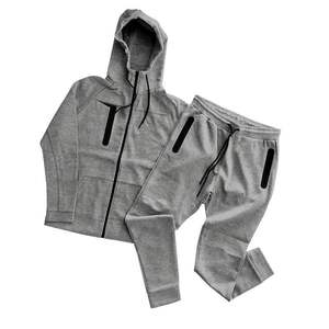 Venta al por mayor de ropa deportiva de los hombres cremallera con capucha y Jogger 2 piezas Set personalizado chándal para los hombres Jogging Suit - Product Image 5