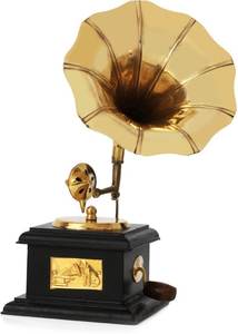 Gramophone vintage en laiton artisanal, pièce décorative classique pour la maison, le salon - Product Image 3