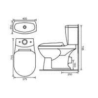 WC moderne en céramique blanche Laura Smart, 2 pièces, avec abattant à fermeture douce, toilettes en céramique deux pièces, salle de bain modulaire