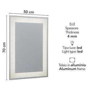 Miroir rectangulaire 50x70 LED décoré et éclairé - Product Image 3