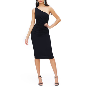 Abito Monospalla in Crepe Elasticizzato Dress the Population Martine, Silhouette Aderente Comoda in Nero, Taglia X-Large - Product Image 1