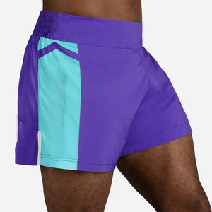 Pantalones cortos de entrenamiento de color púrpura para hombre, pantalones cortos deportivos ligeros de secado rápido para hombre con panel lateral y cordón - Product Image 5