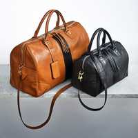 Sac de voyage de sport et de fitness en cuir véritable pour homme, avec fermeture éclair durable, idéal pour le week-end et la nuit, personnalisable avec votre logo