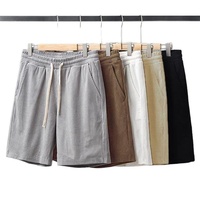 Shorts gaufrés décontractés pour hommes, motif uni, streetwear, haute qualité, 100 % coton épais 180g, taille mi-élastique, séchage rapide, maille