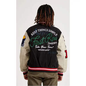 Veste universitaire en laine surdimensionnée pour homme, personnalisée, coupe ample, broderie en chenille, patchwork, logo sur le devant, style hip-hop, streetwear - Product Image 2