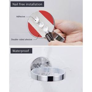 Portaspazzolino moderno in acciaio inox senza foratura per alberghi dotati di un bicchiere di metallo e plastica - Product Image 6