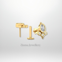 Boucles d'oreilles clous ovales de luxe serties de diamants, en or massif 14 carats, pour diamants naturels certifiés, bijoux tendance pour femmes