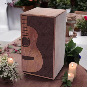 Urne de crémation de guitare Boîte commémorative en bois avec incrustation de résine Urnes de crémation commémoratives pour cendres humaines - Product Image 5
