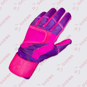 Guantes de bateo de puño largo rosa y morado de cuero suave más duraderos de la más alta calidad para béisbol - Product Image 1