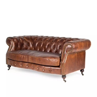 Sofá Seccional en Forma de L de Tres Plazas, Diseño Chesterfield, Moderno, de Cuero Genuino, con Estructura de Madera Sólida, Extensible y Convertible en Cama