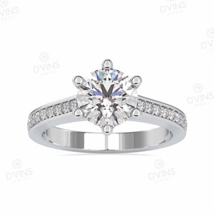 Anillo de oro blanco de 14K tachonado con diamantes cultivados en laboratorio de 1,80 CT y diamantes cultivados en laboratorio de 0,25 CTS - Product Image 1