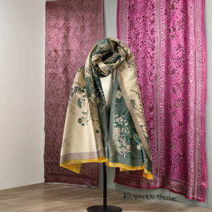 2025 élégant mélange de laine réversible châle floral de haute qualité enveloppement d'hiver avec des bords de gland motif de points finition douce châle de luxe - Product Image 1