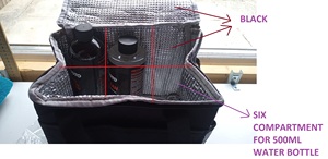 กระเป๋าผ้าสีดำแบบทึบมีซิปใส่ขวดน้ำขนาด500มล. 24x15x21ซม. ที่จับสีดำสำหรับใช้ในชีวิตประจำวัน - Product Image 2