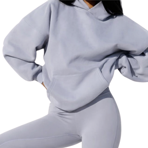 Sudadera Extra Grande para Mujer, 50% Algodón, 50% Poliéster, Color Lila Pálido, Estilo Urbano, Hombros Caídos, Corte Holgado, Moda de Invierno - Product Image 6