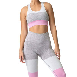 Ensemble de yoga pour femme de haute qualité, vêtements de sport, logo uni sur le devant, sans couture, en Spandex/Polyester, taille élastique, séchage rapide, respirant, direct usine - Product Image 2