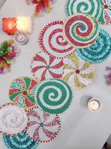 Camino de mesa con cuentas de diseño de caramelo camino de mesa bordado - Product Image 5