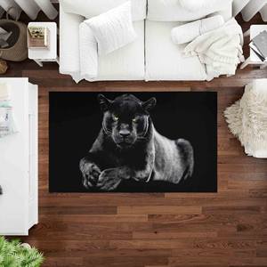 Alfombra Jaguar Negra: Alfombra Antideslizante con Estampado Animal, Alfombra Suave con Pelo Corto - Product Image 2
