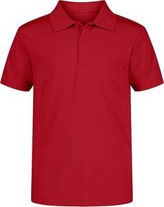 Uniforme escolar para niños de alta calidad, Manga corta para camisa Polo, cierre de botón, rendimiento que absorbe la humedad, Material de punto sólido - Product Image 3