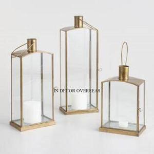 Venta al por mayor a granel plata brillante pulido de calidad superior de metal y vidrio transparente hecho Juego de 3 linternas decorativas para el hogar suministro - Product Image 6