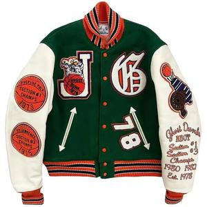 OEM Customized Winter Streetwear Varsity <b>Jacket</b> for <b>Men</b> 100% Wool Sleeve University College Bomber Style Cool 2025 Design - Product Image 1