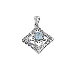 Pendentif en argent 925 avec topaze bleue et diamant pour femmes, bijou élégant avec de superbes breloques - Product Image 2