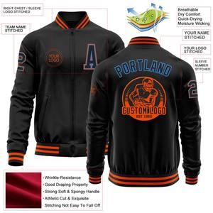 Bomber personnalisé noir poudre bleu-Orange Varsity Letterman Zipper Jacket Windbreaker Streetwear vintage Varsity Jacket pour hommes - Product Image 2