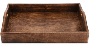 Bandeja de té de la tarde de madera natural con asas Bandeja de servicio de madera rústica para té y café - Product Image 3