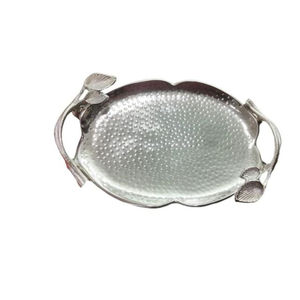 ถาดโลหะสีเงินลายใบแฟนซีโต๊ะกาแฟถาดเสิร์ฟอาหารเครื่องครัวการจัดเลี้ยง - Product Image 1