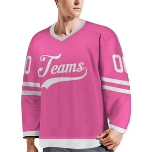 Uniforme d'équipe de maillot de hockey sur glace en polyester 100% avec broderie de numéro personnalisé et nom Vêtements de hockey polyvalents OEM respirants - Product Image 1