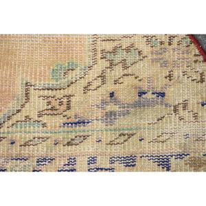 2.4x1.5 ft Turkish Rug, Vintage Round Rug, <b>Yellow</b> Patchwork <b>Wool</b> Rug - Product Image 5